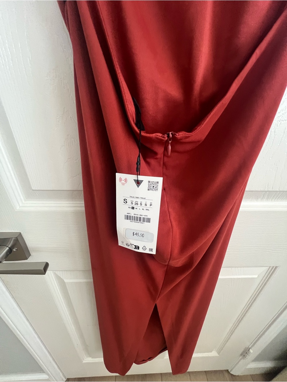 Zara Rust Red Ruched Maxi Dress - Picture 3 of 5